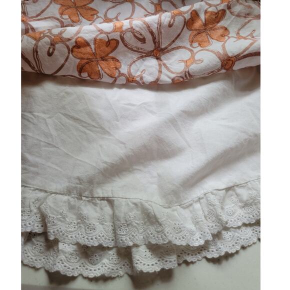 Orange & White Floral Hippie 60's 70's Mod Cottage Core Mini Skirt - size S - Picture 8 of 8